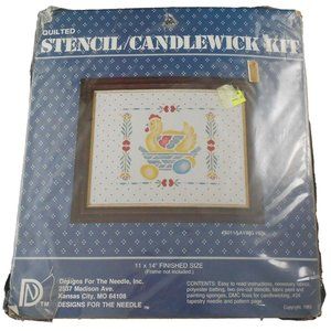 Quilted Stencil Candlewick Kit 5011 Laying Hen Vintage 1983 Chicken Eggs